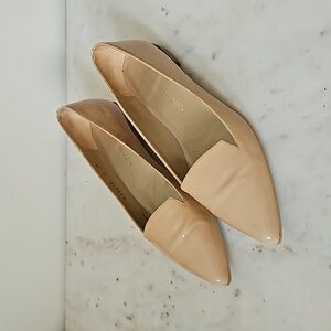 STUART WEITZMAN: glossy nude patent leather flats